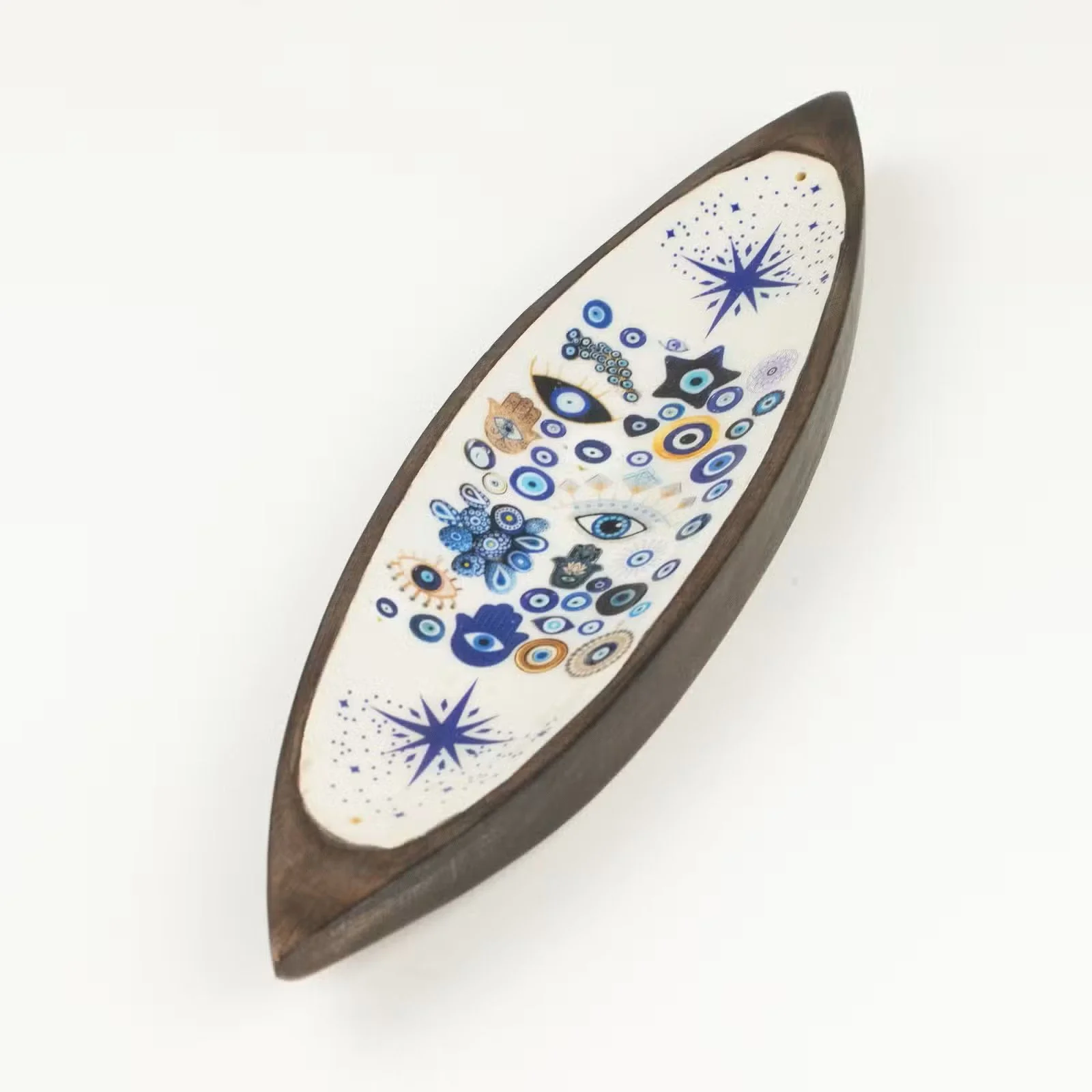 Enamel Incense Bowl - Mango Wood - Evil Eye 4.jpg
