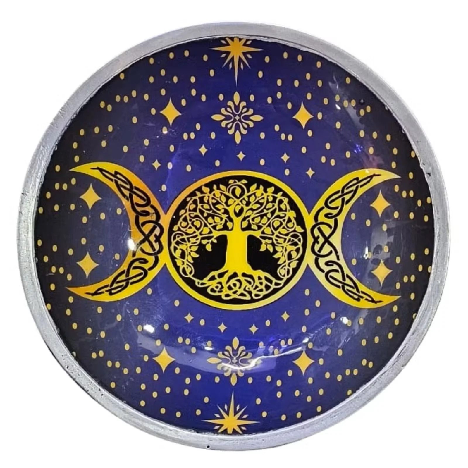 Triple Leg Enamelled Offering Plate - Purple Triple Moon 2.jpg