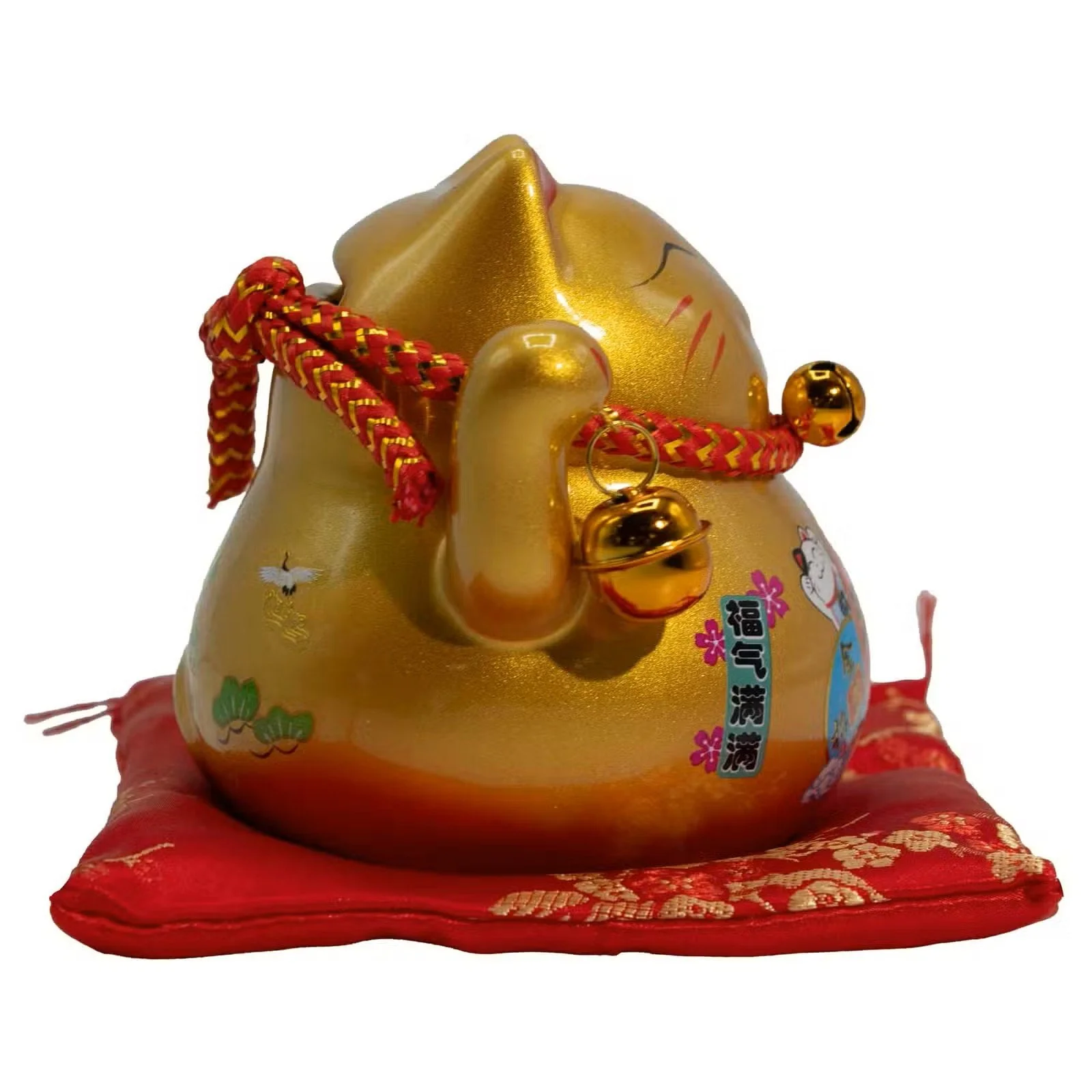 Ceramic Money Cat Bank - Gold on Cushion 2.jpg