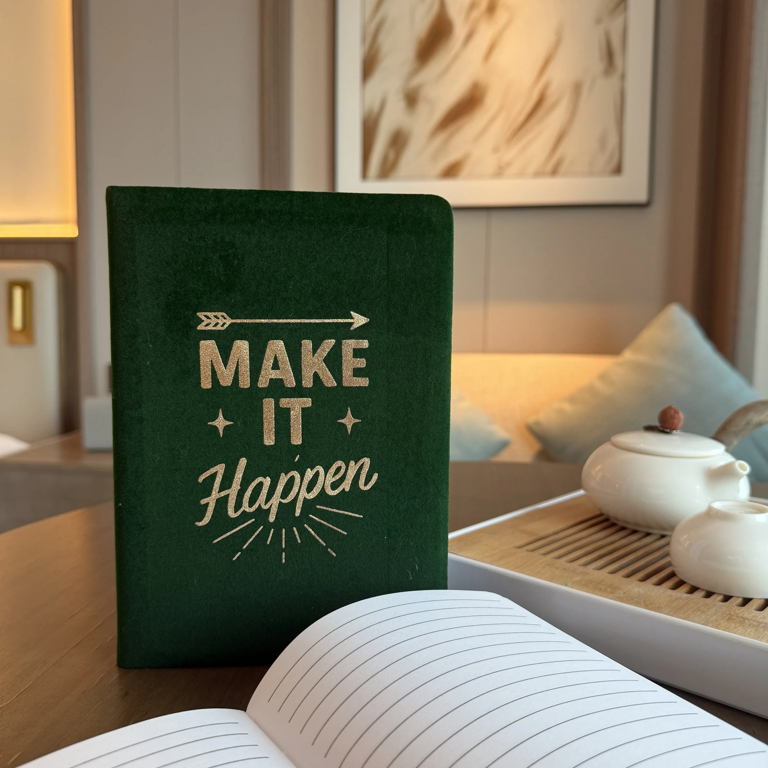 Make It Happen Dark Green Velvet Notebook 80 pages.jpeg