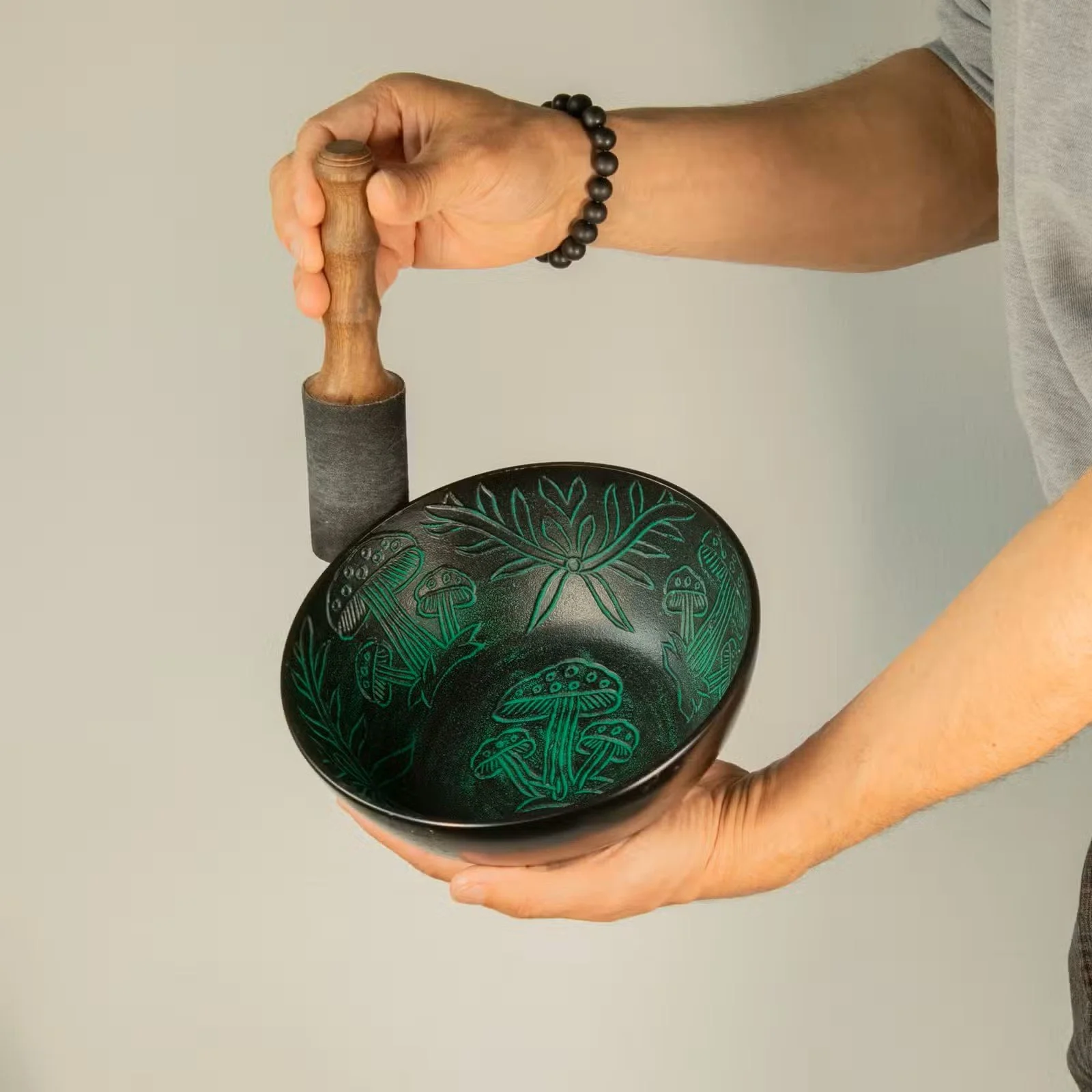 Aluminum Singing Bowl - Magic Mushroom - Green 5.jpg