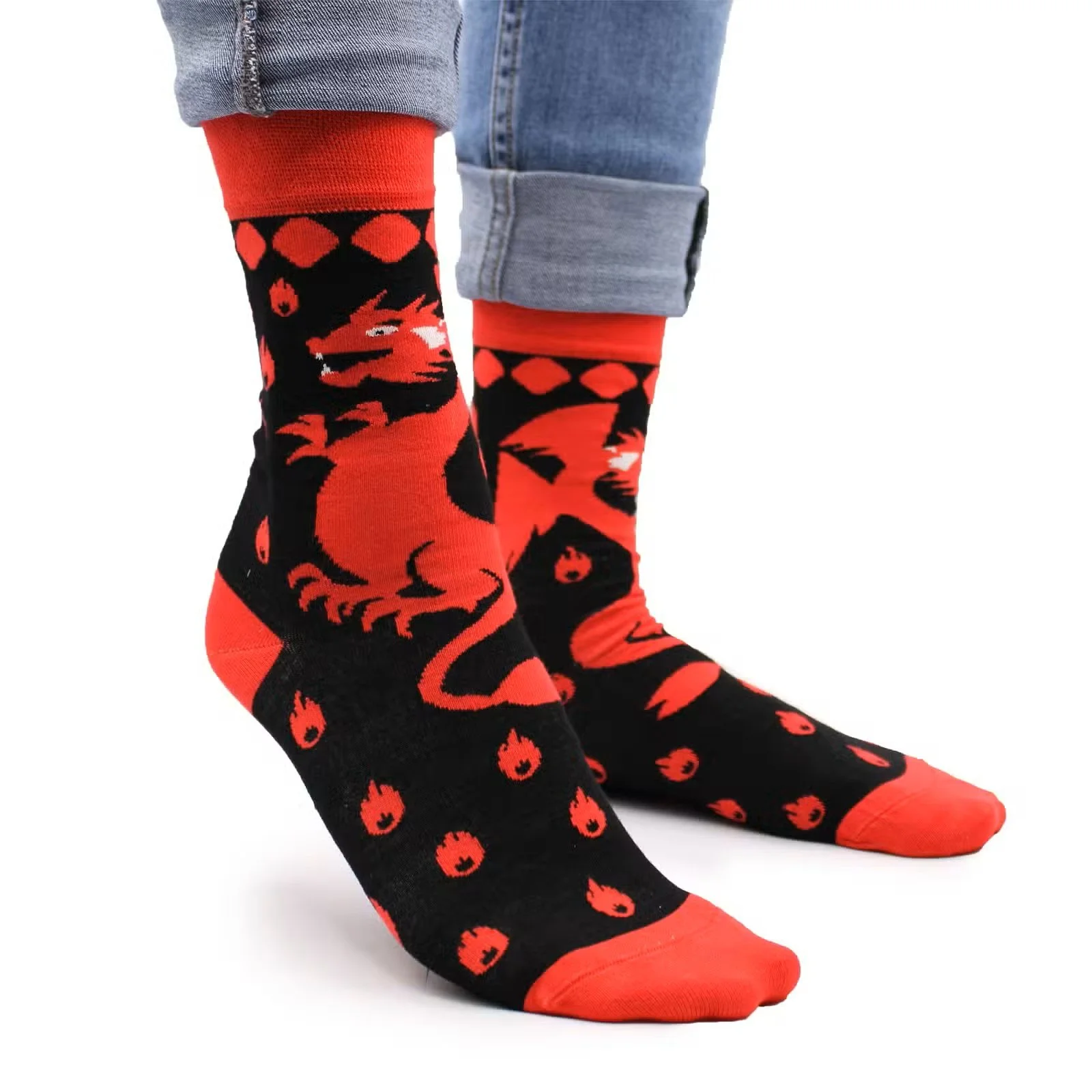 Hop Hare Bamboo Socks SM - Red Dragons 1.jpg