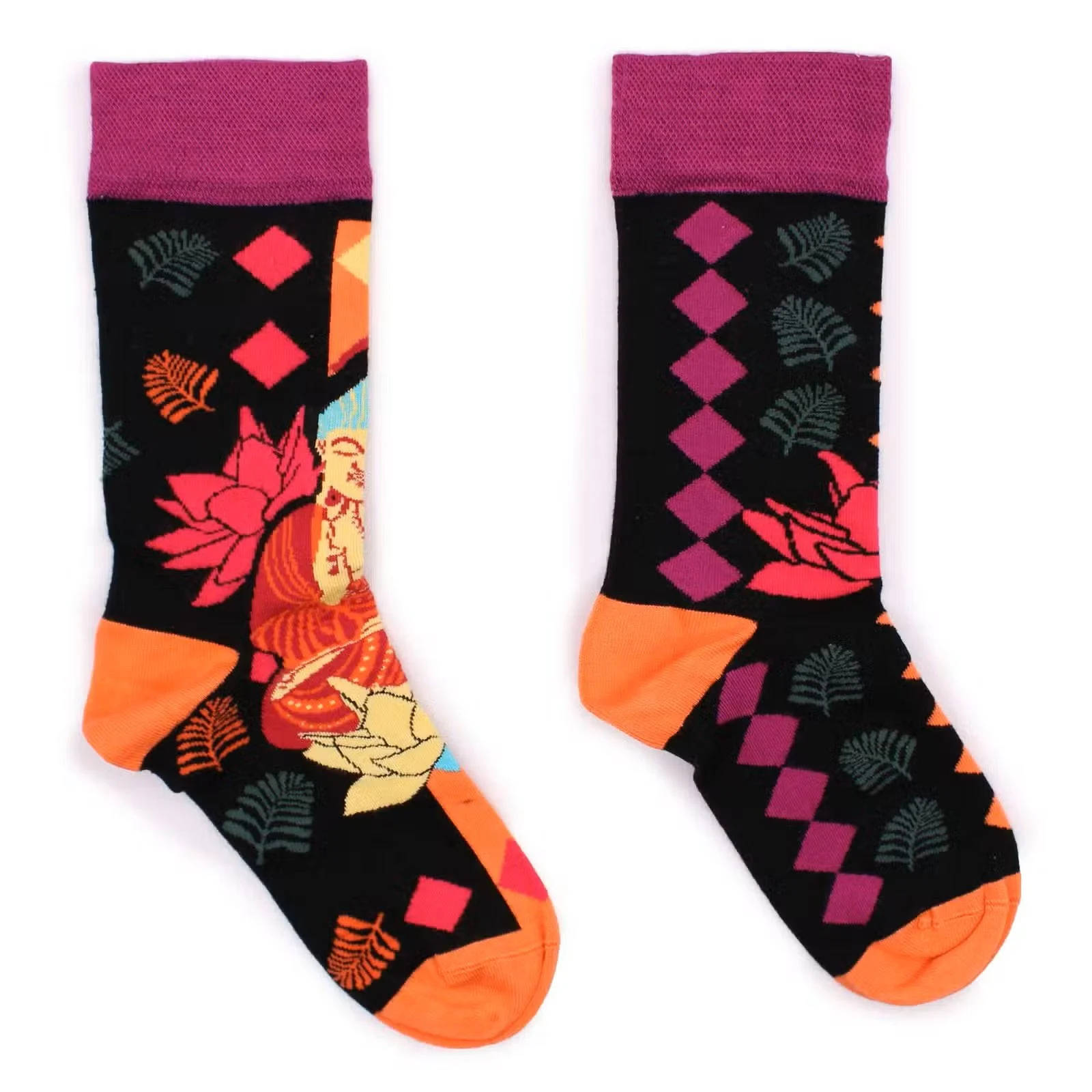 Hop Hare Bamboo Socks SM - Pink Buddha & Lotus 4.jpg