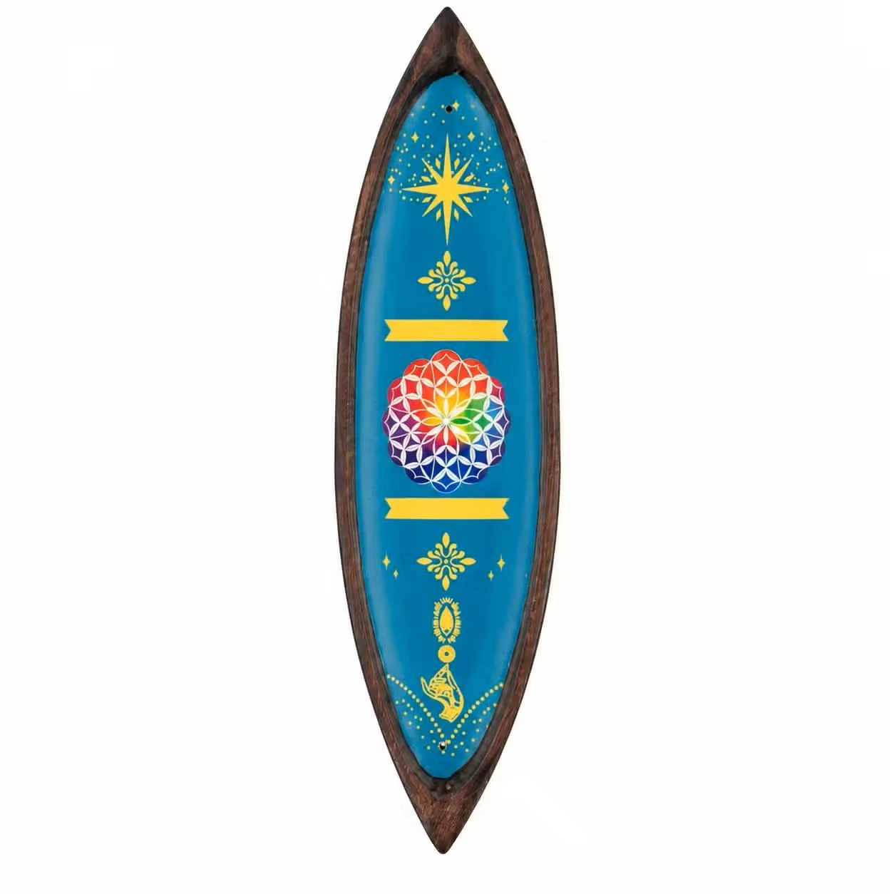 Enamel Incense Bowl - Mango Wood - Mandala 1.jpg
