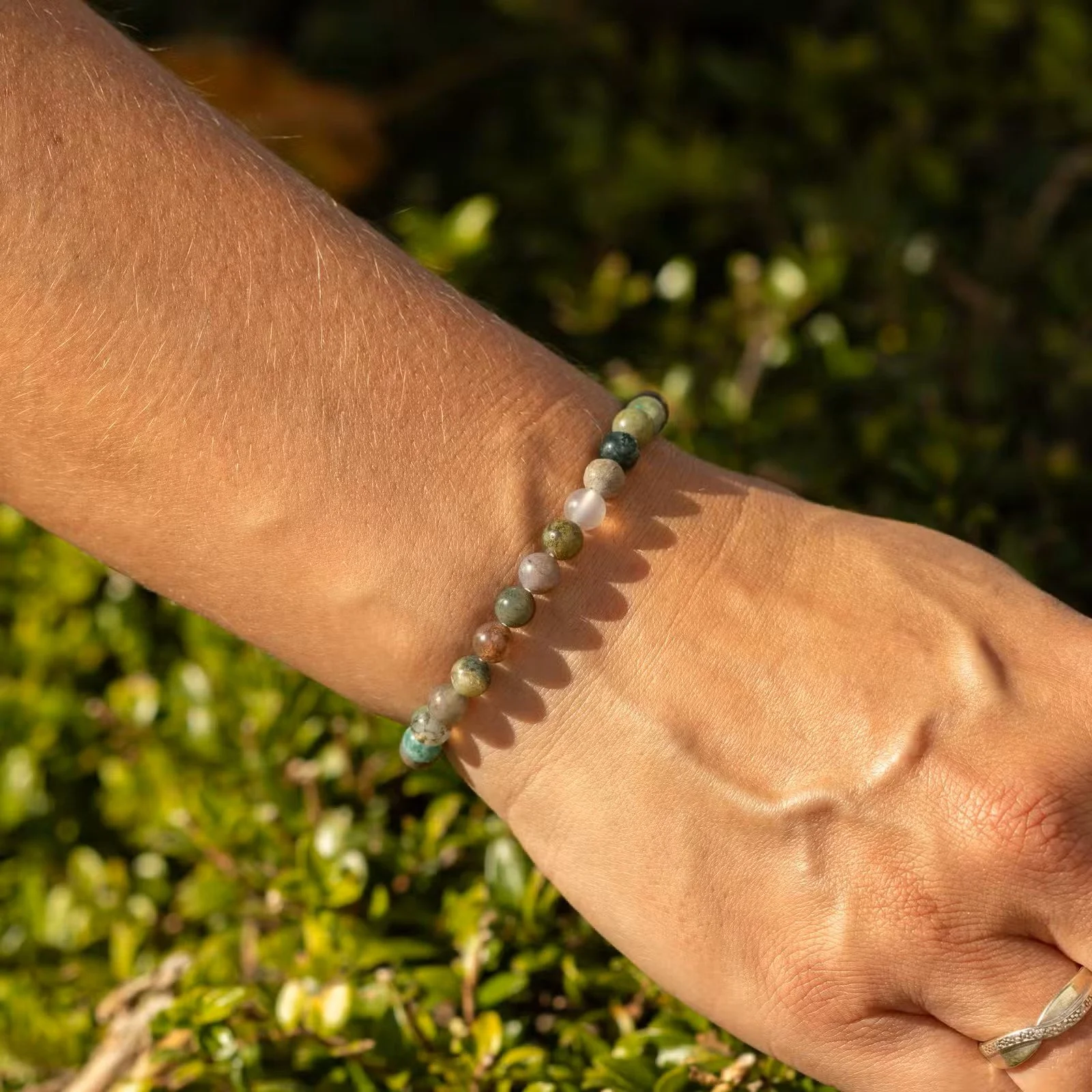 Petite Power Bracelet (17cmx6mm) - Moss Agate 2.jpg