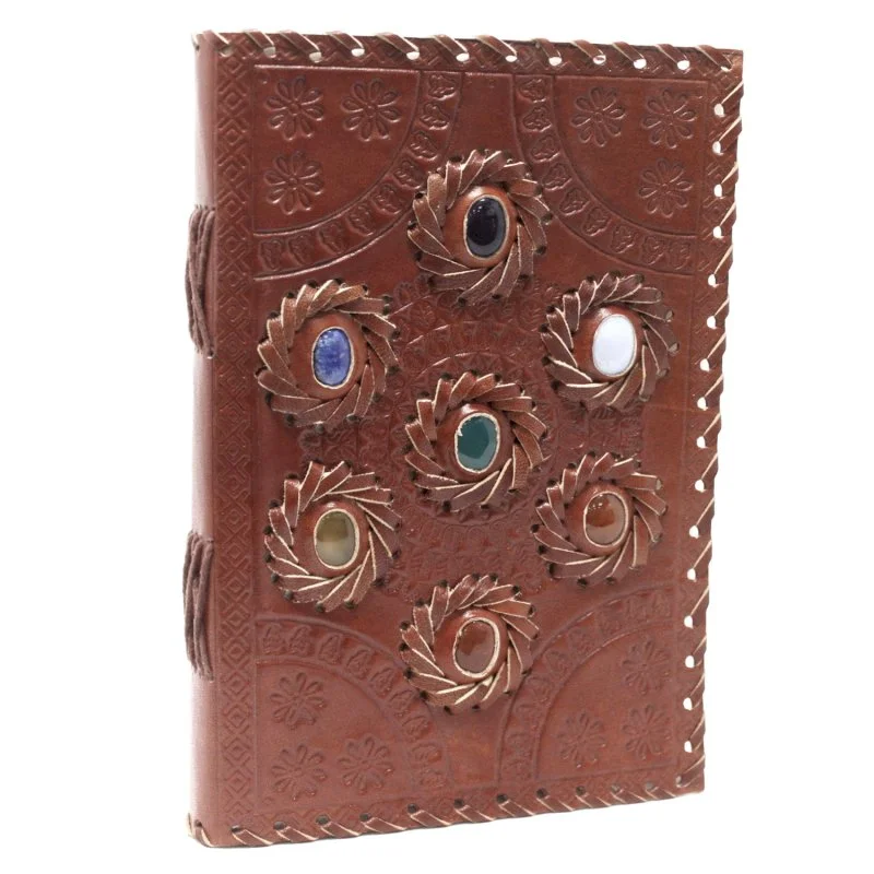 Leather Chakra Stone Notebook 6x9 inches Image 1.jpg
