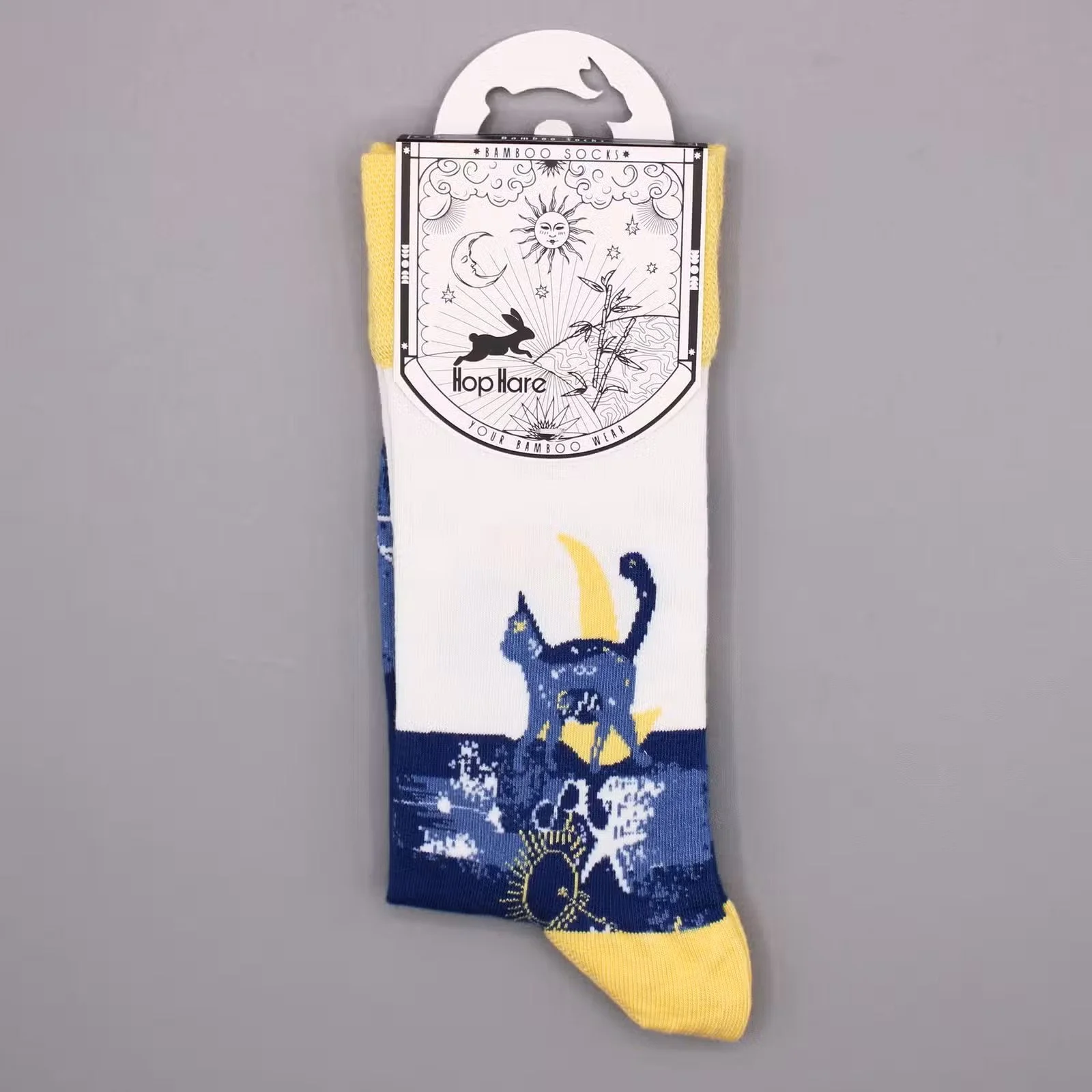 Hop Hare Bamboo Socks SM - Midnight Cat 4.jpg
