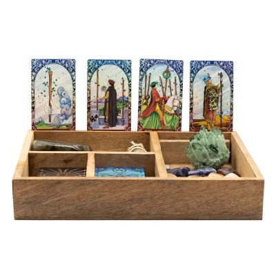Four Section Tarot Box with Card Holder Eye Moon and Sun Image 2.jpg
