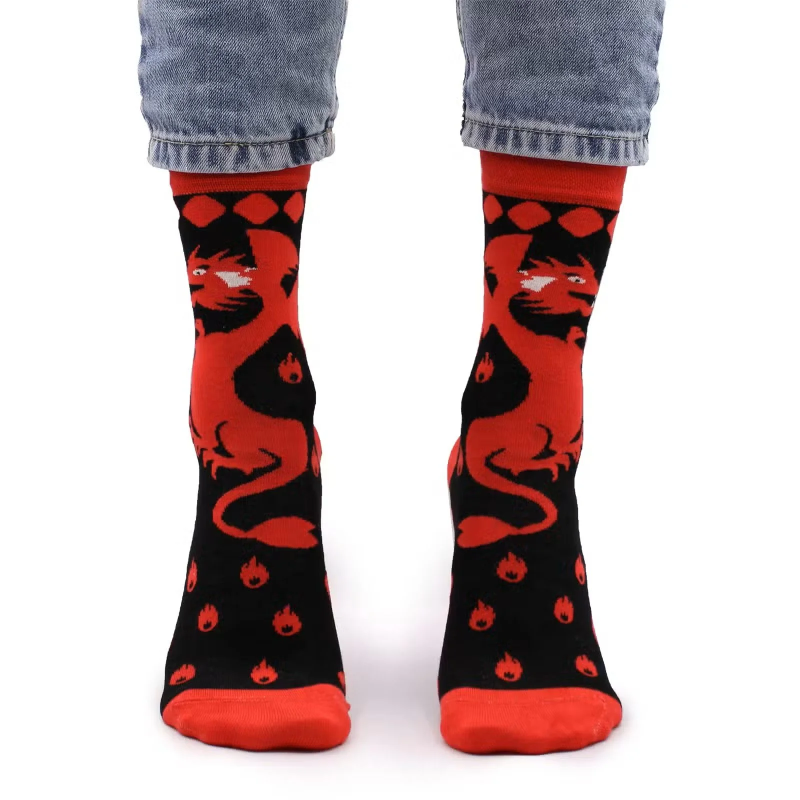 Hop Hare Bamboo Socks SM - Red Dragons 2.jpg