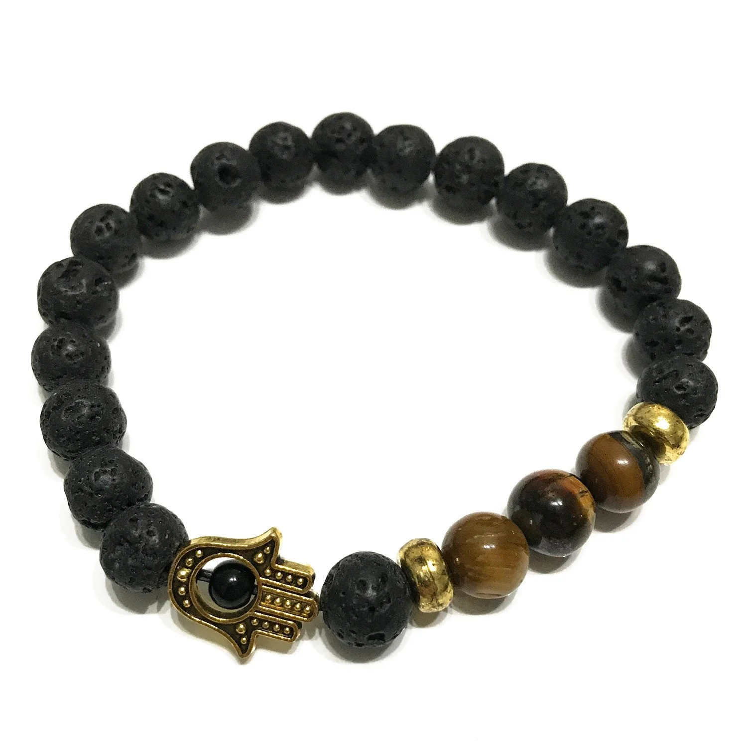 Lava Stone Bracelet - Hamsa Tiger-eye.jpeg