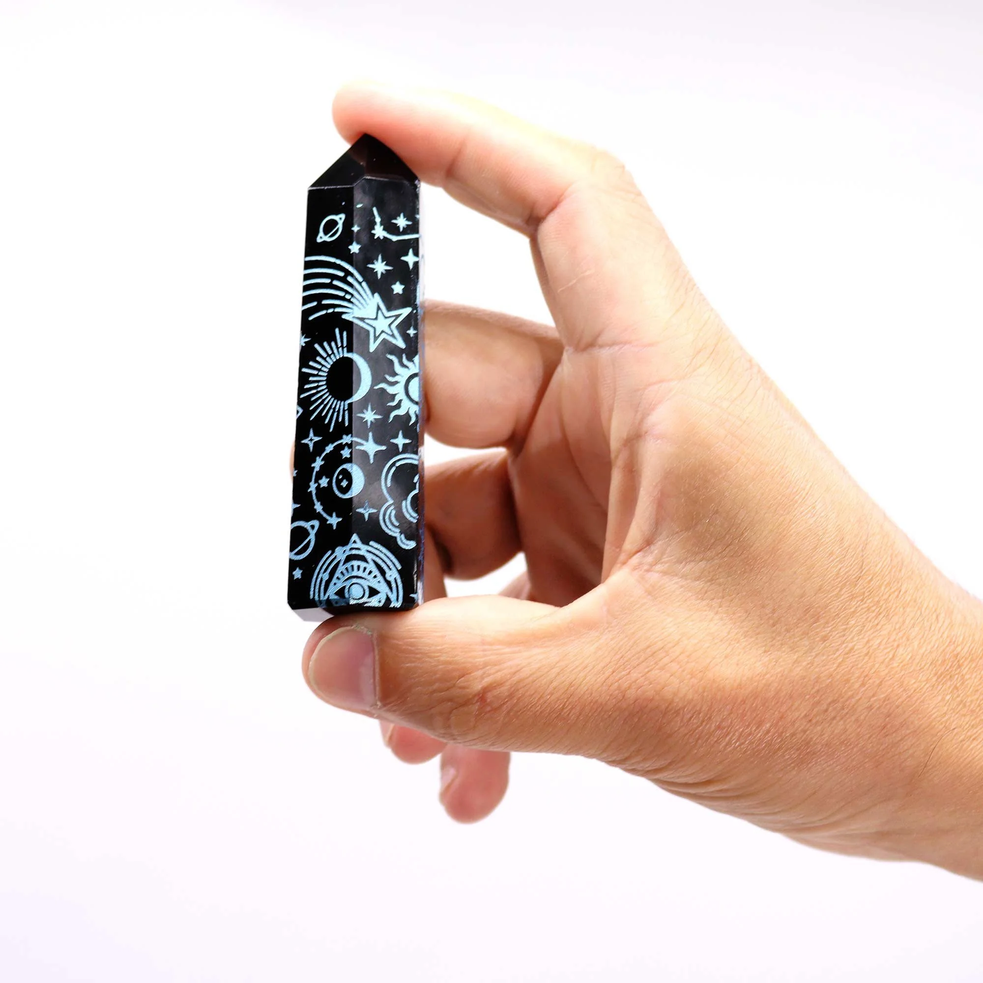 Black Obsidian Points (approx 60-70 gm 9cm) - Mystic Story - Sky Blue Image 4.jpeg