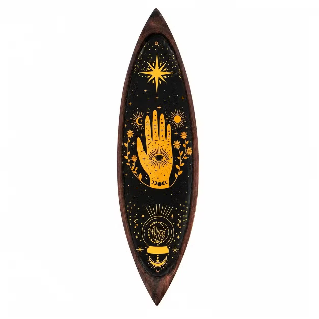 Enamel Incense Bowl - Mango Wood - Hamsa 1.jpg