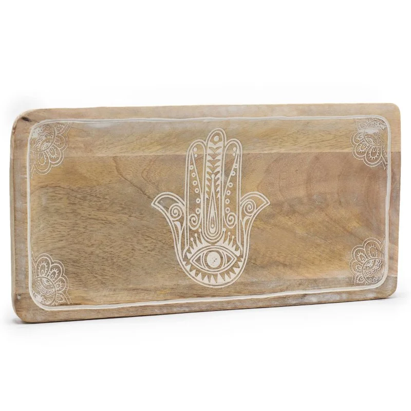 Hamsa Design Whitewash Engraved Tray.jpg