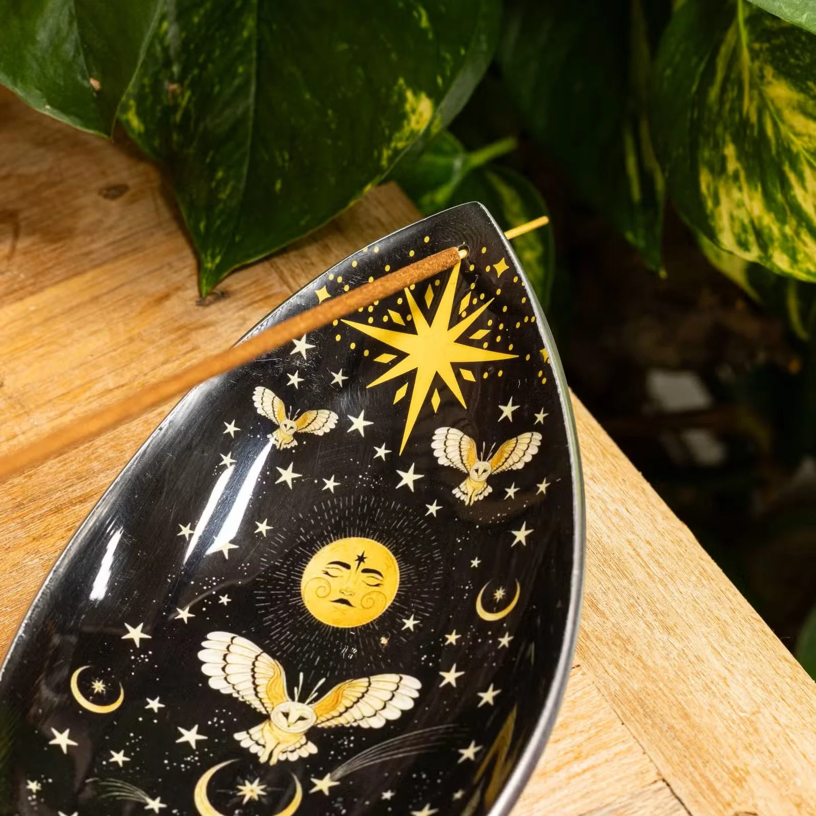 Enamel Incense Bowl - Aluminum - Enchanted Night Owl 3.jpg