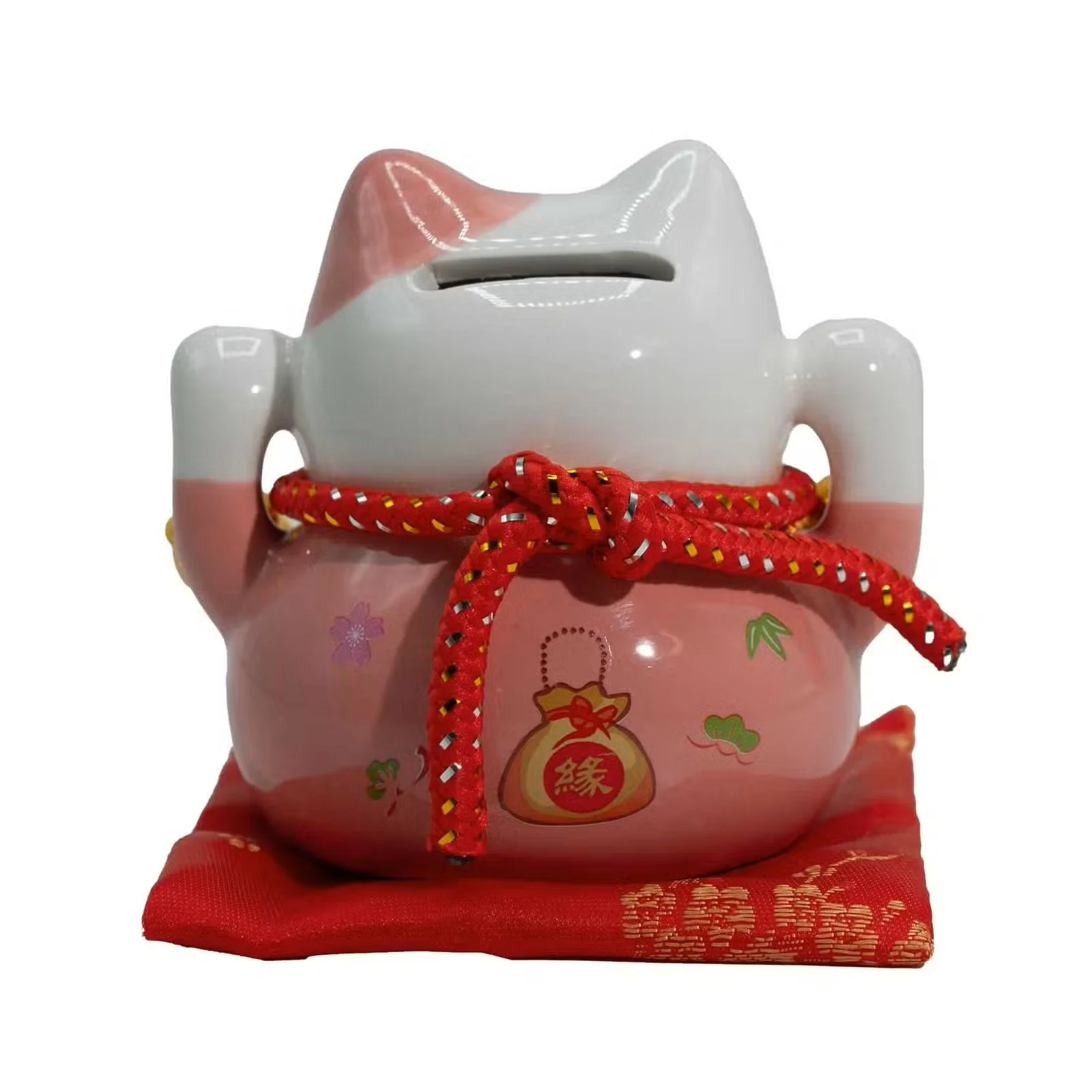 Ceramic Money Cat Bank - Pink on Cushion 3.jpg