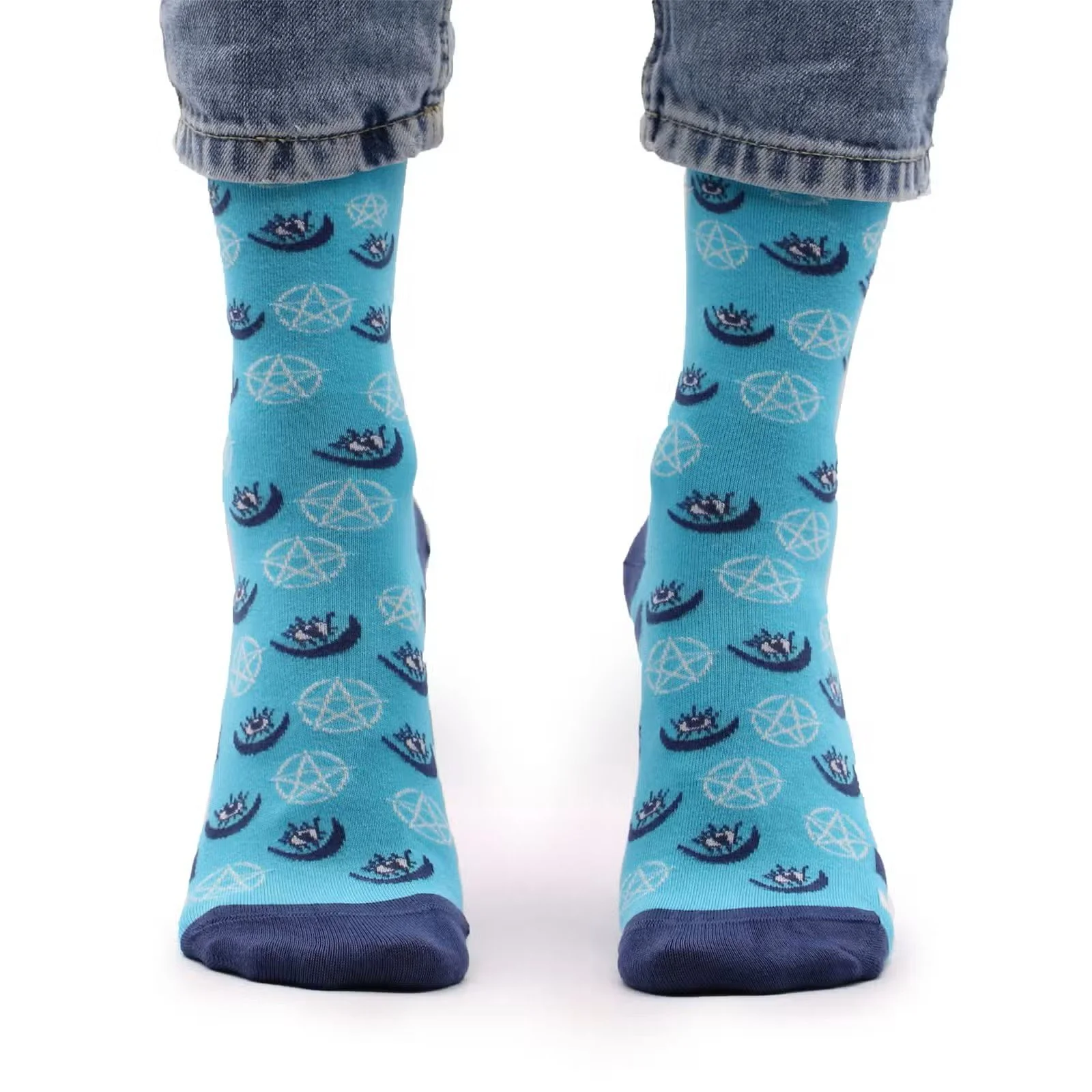 Hop Hare Bamboo Socks SM - Pentagram and Evil Eye 1.jpg
