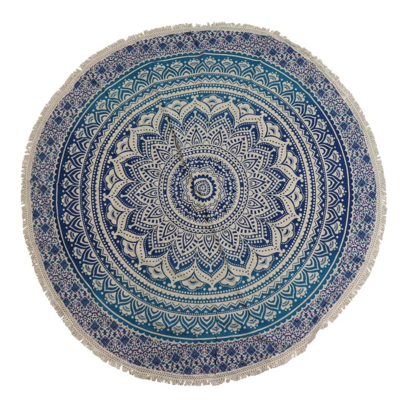 Small Mandala Roundie Cotton Art (130cm) - Classic Blue Image 1.jpg