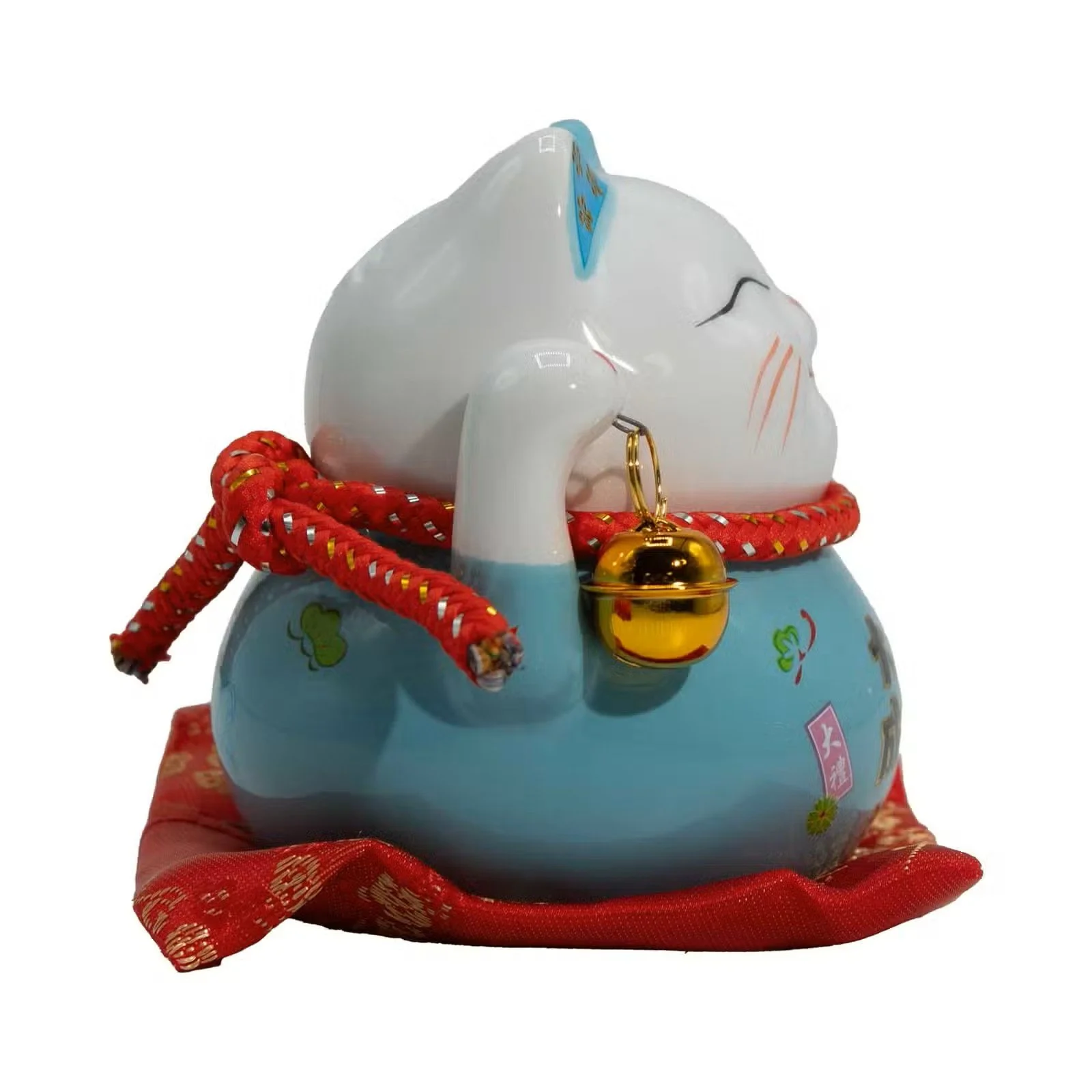 Ceramic Money Cat Bank - Blue on Cushion 2.jpg