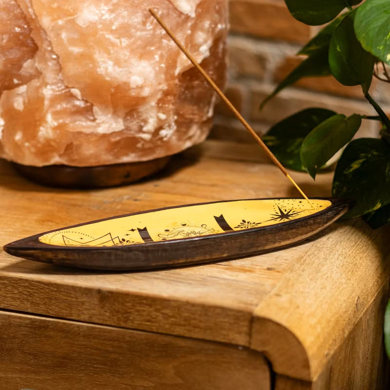 Enamel Incense Bowl - Mango Wood - Hand & Sun 2.jpg
