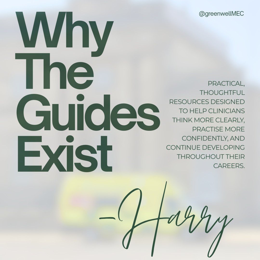 Behind every Greenwell Guide is not just a product idea - but a  belief in doing things better.

Greenwell was built because I kept seeing the same thing in practice and education:

Clinicians who cared deeply, wanted to do well, and were working har