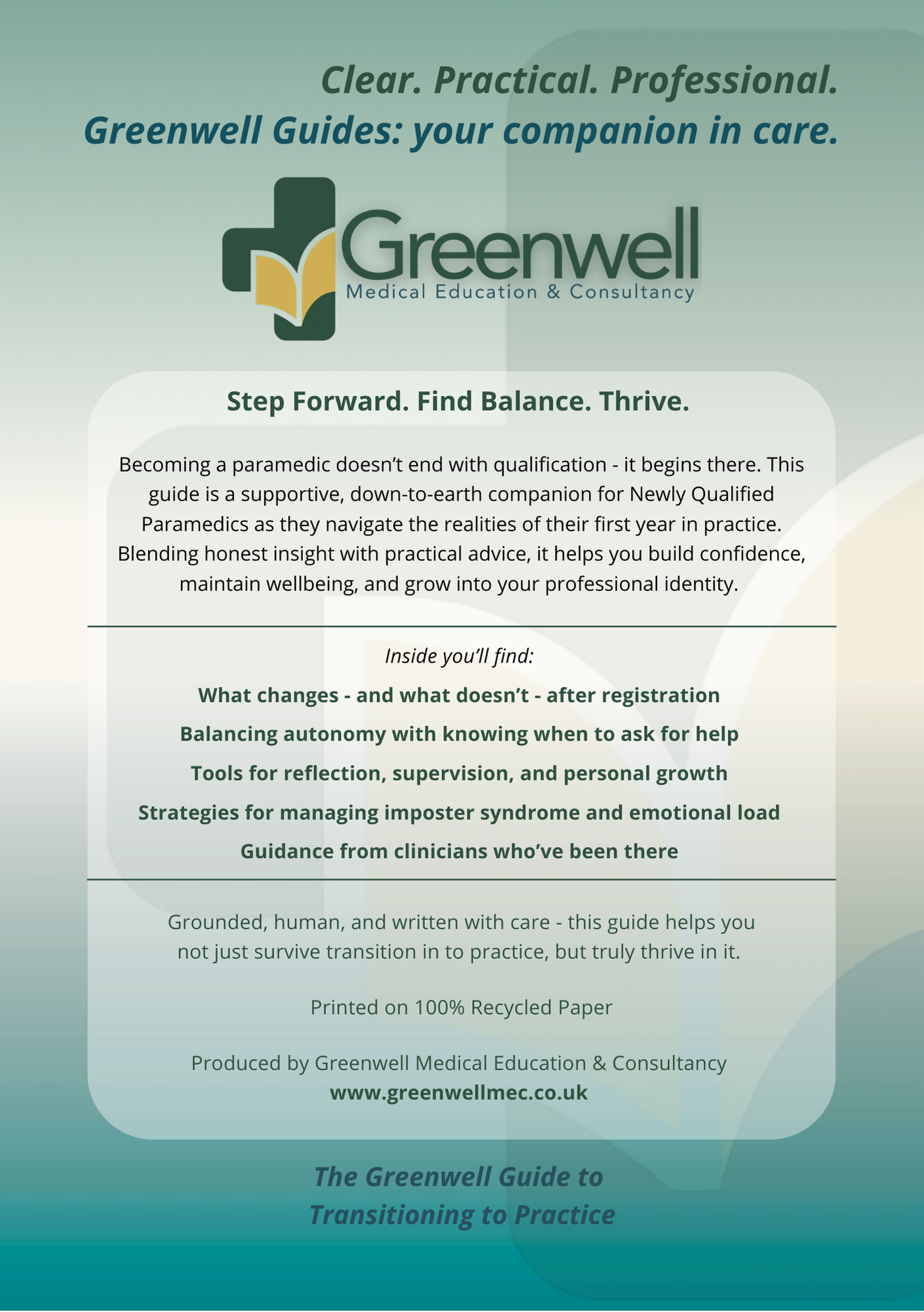 Greenwell Guide to Transitioning to Practice Rear Cover