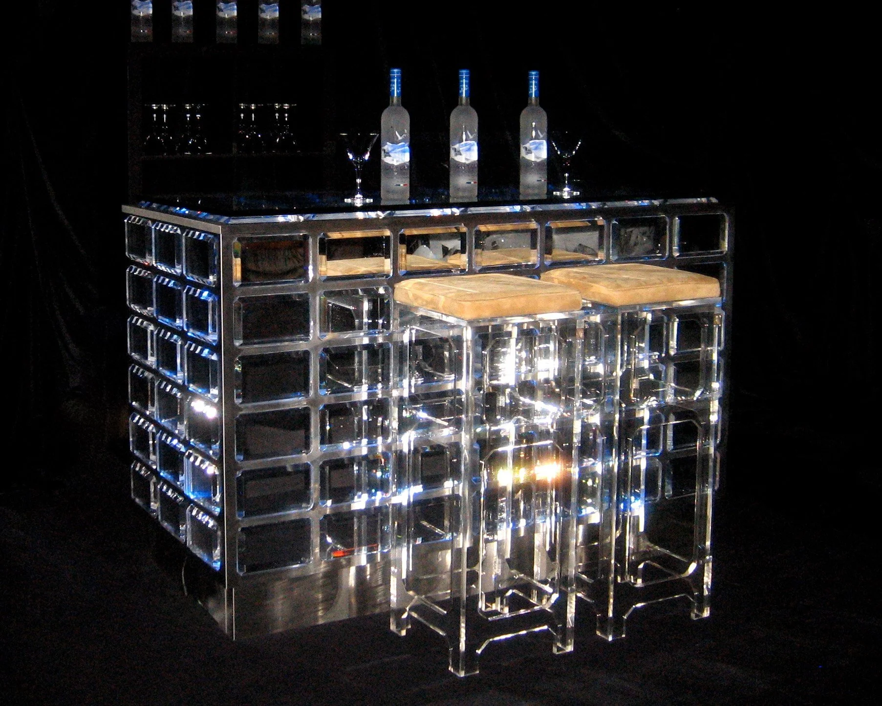 Acrylic & steel bar in collaboration with Patrick Cox for Grey Goose.