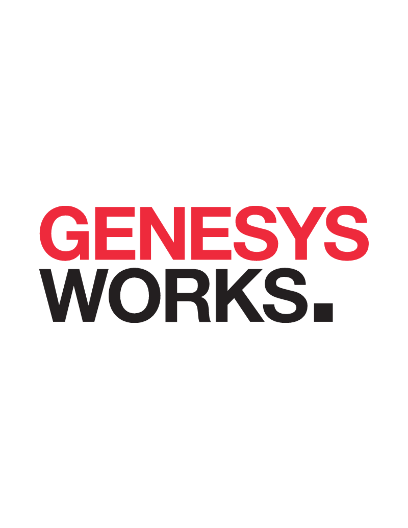 The words 'GENESYS WORKS' in bold red and black text on a white background.