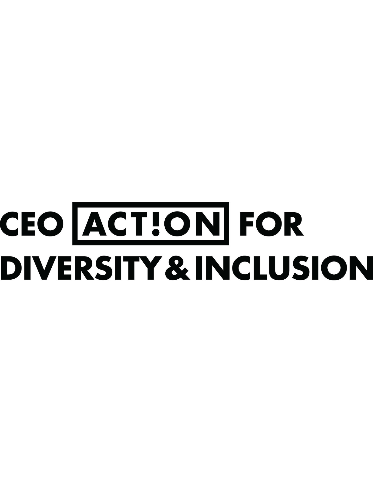 Text reading 'CEO ACTION FOR DIVERSITY & INCLUSION' with the word 'ACTION' highlighted in a box.