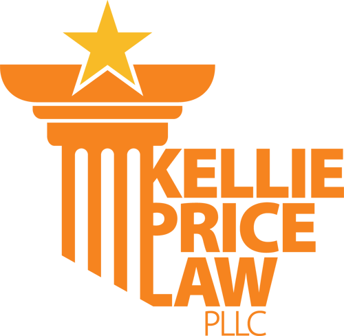 Logo for Kellie Price Law PLLC featuring a stylized orange column with a yellow star on top and the firm’s name in bold orange letters.