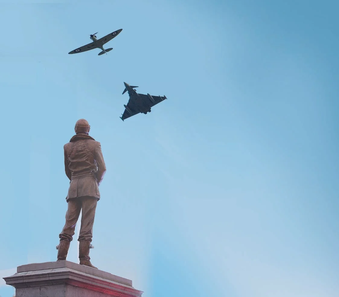 Flyby of a Spitfire and Typhoon at the unveiling