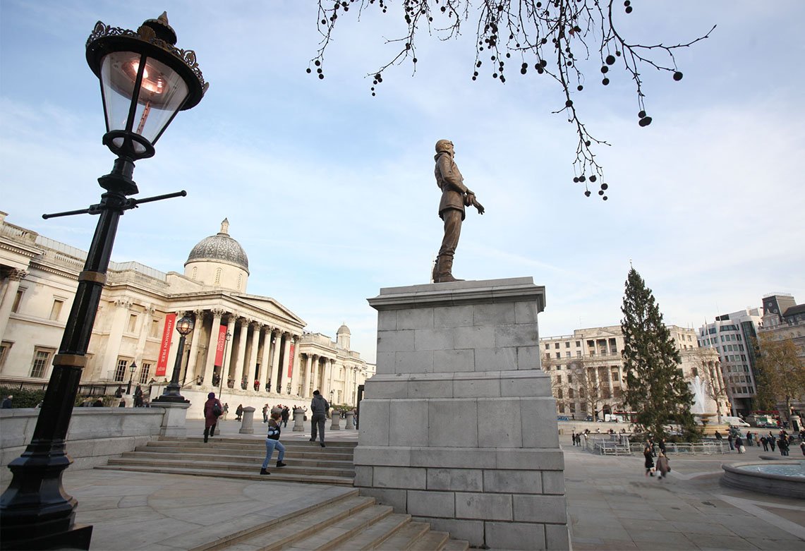 Sir Keith Park Statue on the 4th Plinth, Trafalgar Square at Christmas