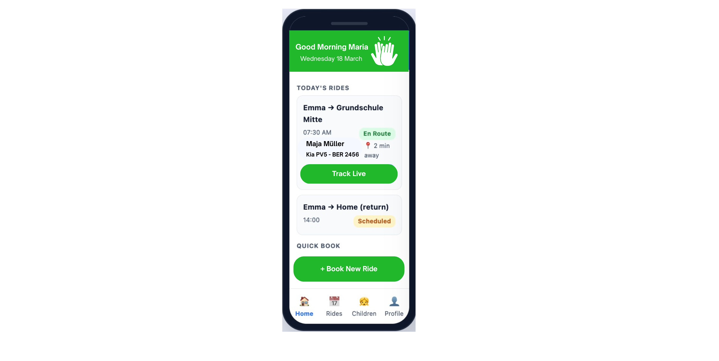 ElaRide App - Fahrt planen