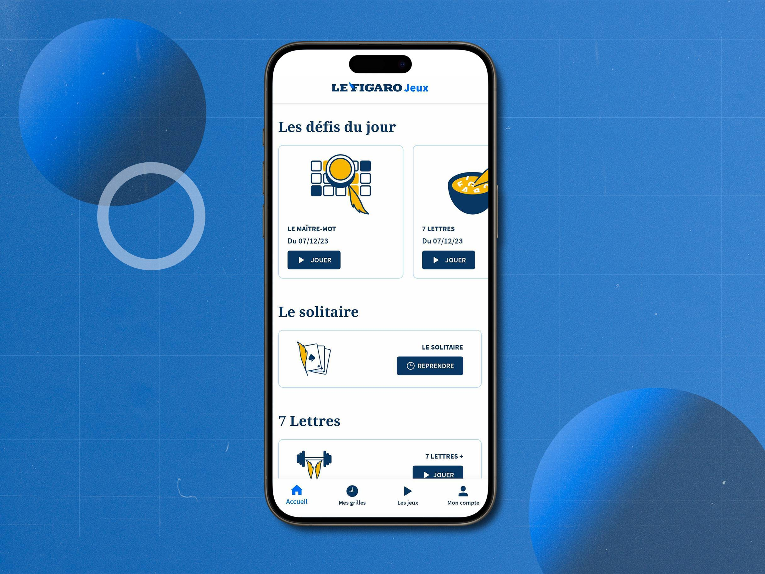 Capture d'écran application Figaro jeux sur smartphone