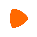 Icône de lecture avec un triangle orange sur fond blanc.