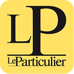 Logo avec les lettres 'LP' et le texte 'LeParticulier' en bas, fond jaune