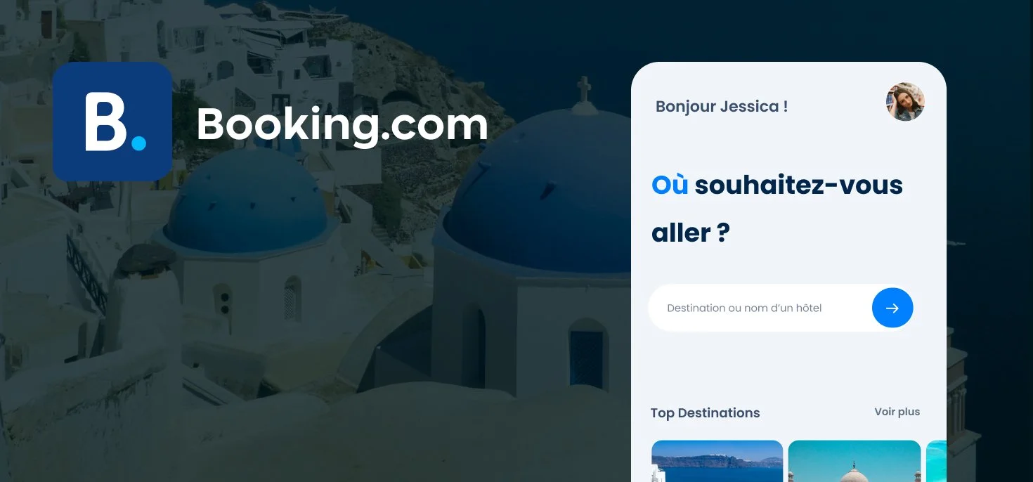 Capture d'écran de la page d'accueil de Booking.com