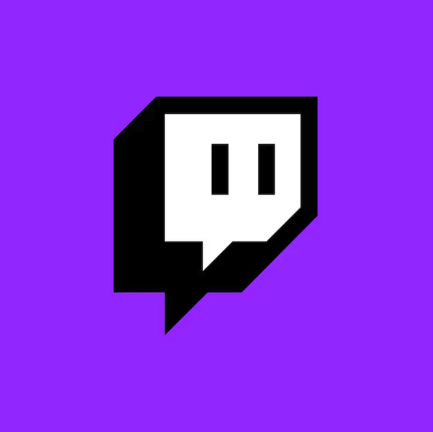 Logo de Twitch avec fond violet.