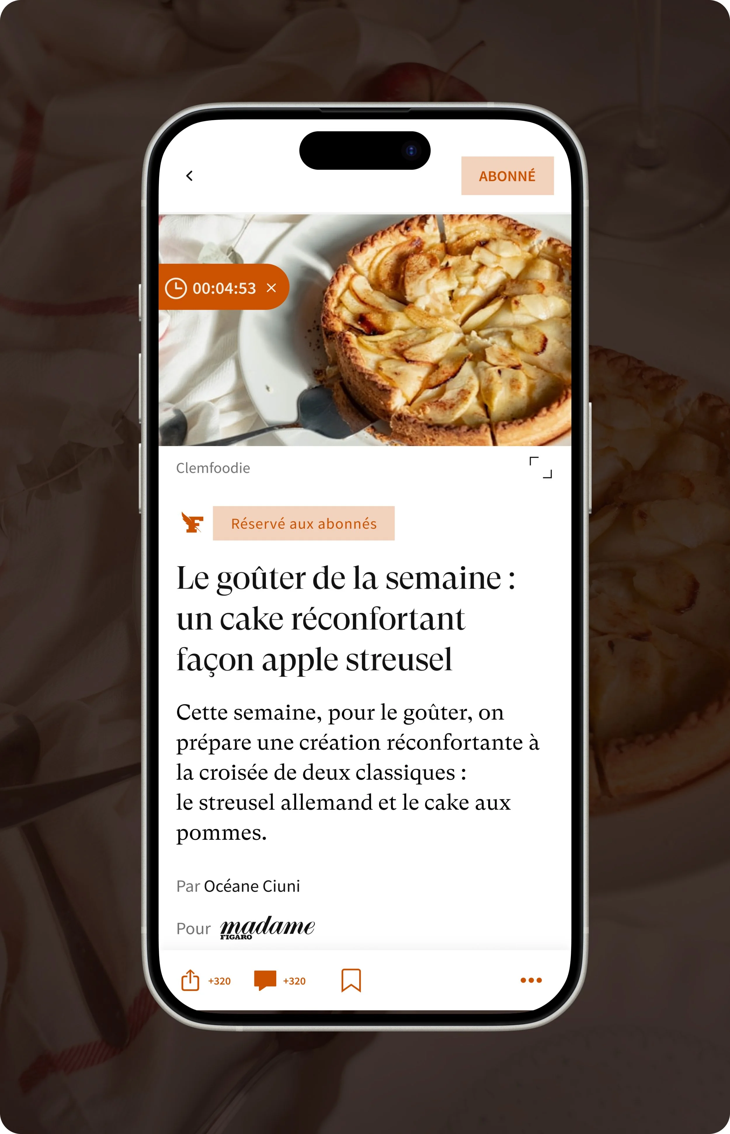 Capture d'écran d'un article