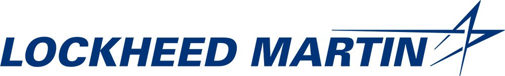 Lockheed Martin logo with blue text and a stylized star and lightning bolt design.