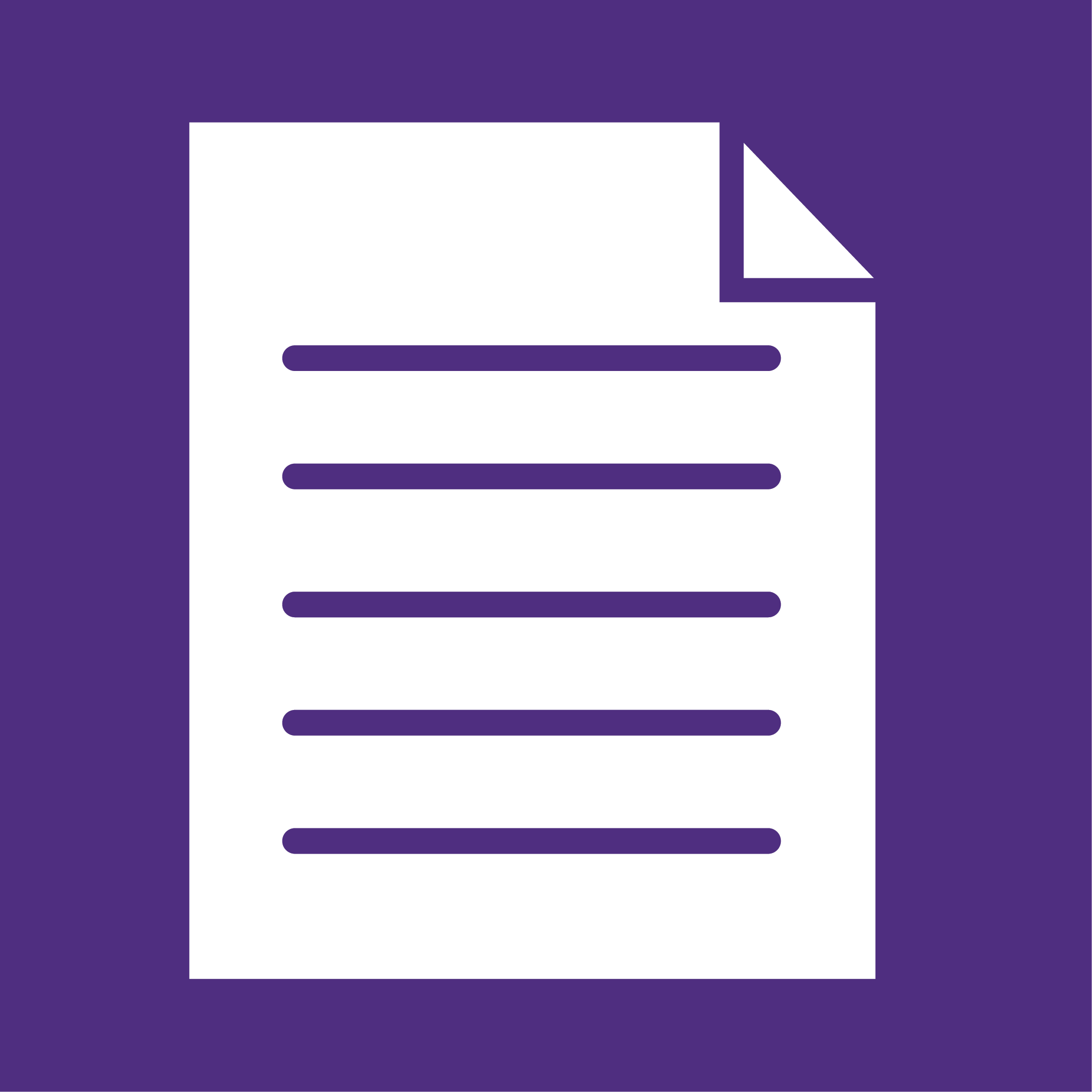 A white paper file on a purple background.