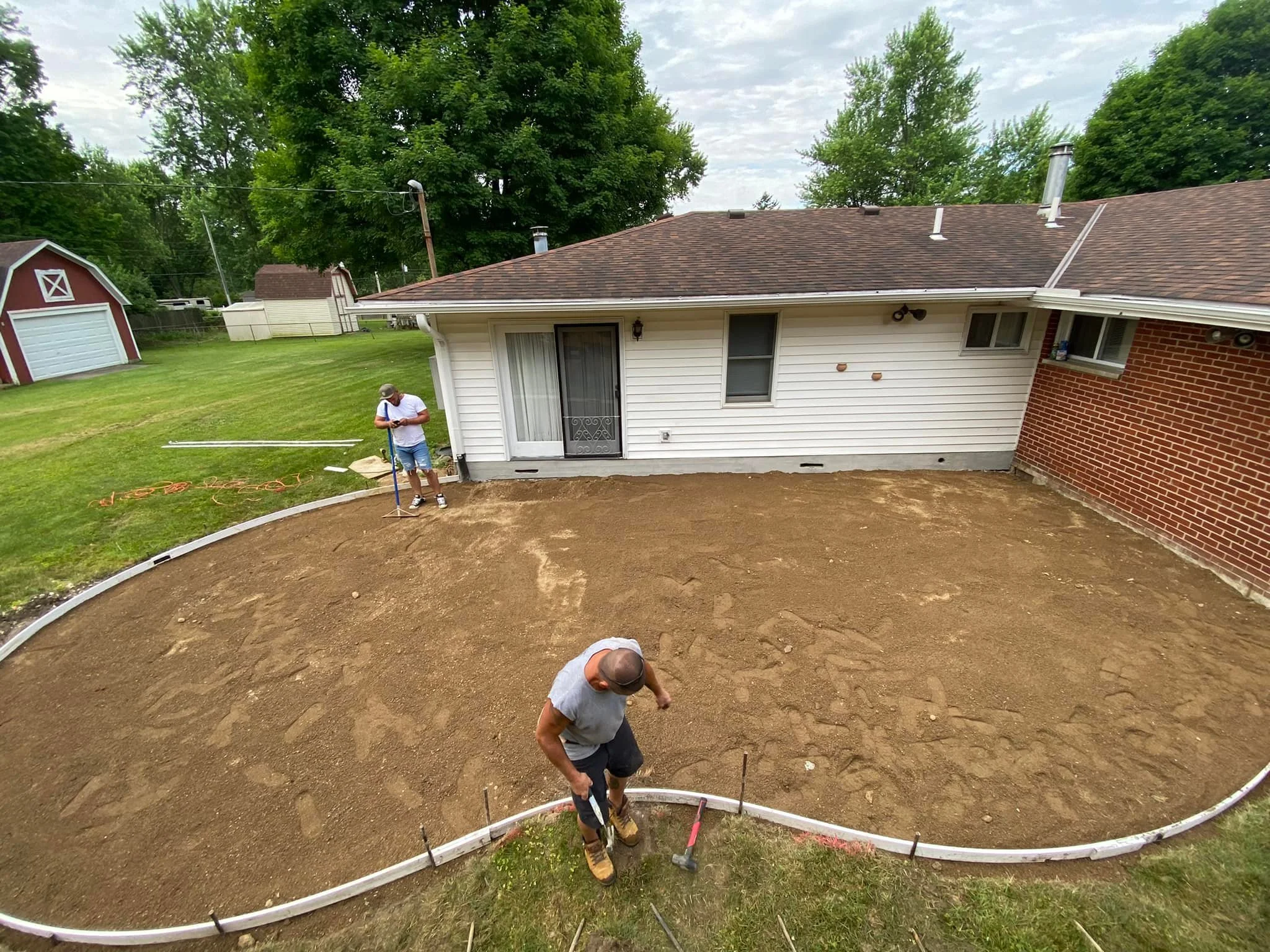 Bean shaped patio going in