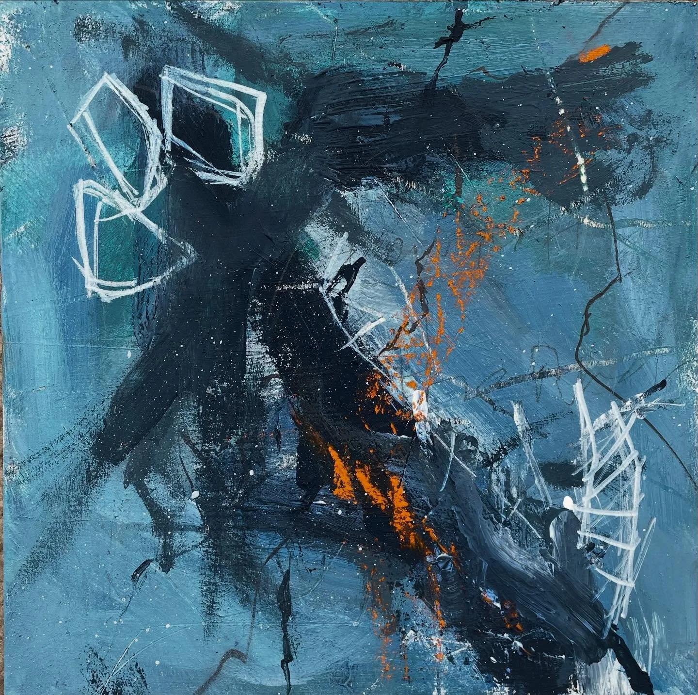 Four 20x20cm panels I painted recently. I was looking at capturing the ethereal beauty of the sometimes violent nature of passing storms. Those that you can feel approaching, and are gone again just as quickly. Dramatic darks with flashes of bright c