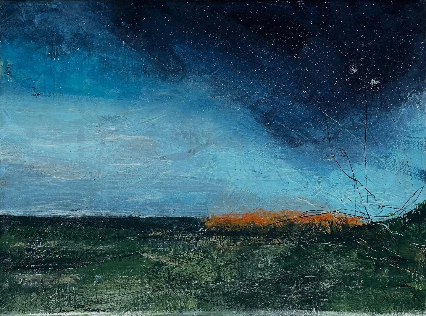 I&rsquo;m delighted to share that my painting &ldquo;Across the Fields to Supper&rdquo; has been accepted for the upcoming exhibition &lsquo;Creation of the Night&rsquo; at the @lsa_leamingtonstudioartists art room, Royal Priors Shopping Centre in Le