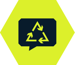 Icon for Training. Dark blue on bright green background.
