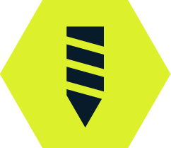 Icon for Machine Manufacturing. Dark blue on bright green background.