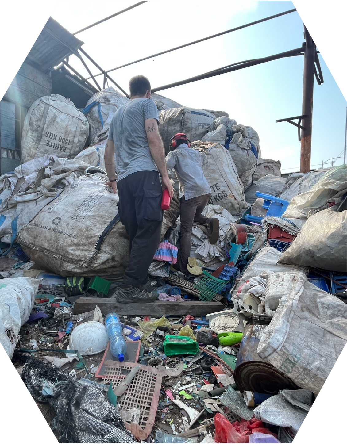 Yann visiting a waste facility center as part of market research.