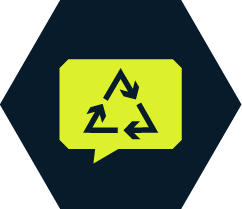 Icon for Training. Bright green on dark blue background.