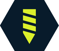 Icon for Machine Manufacturing. Bright green on dark blue background.