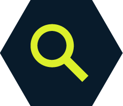 Icon for Market Research. Bright green on dark blue background.