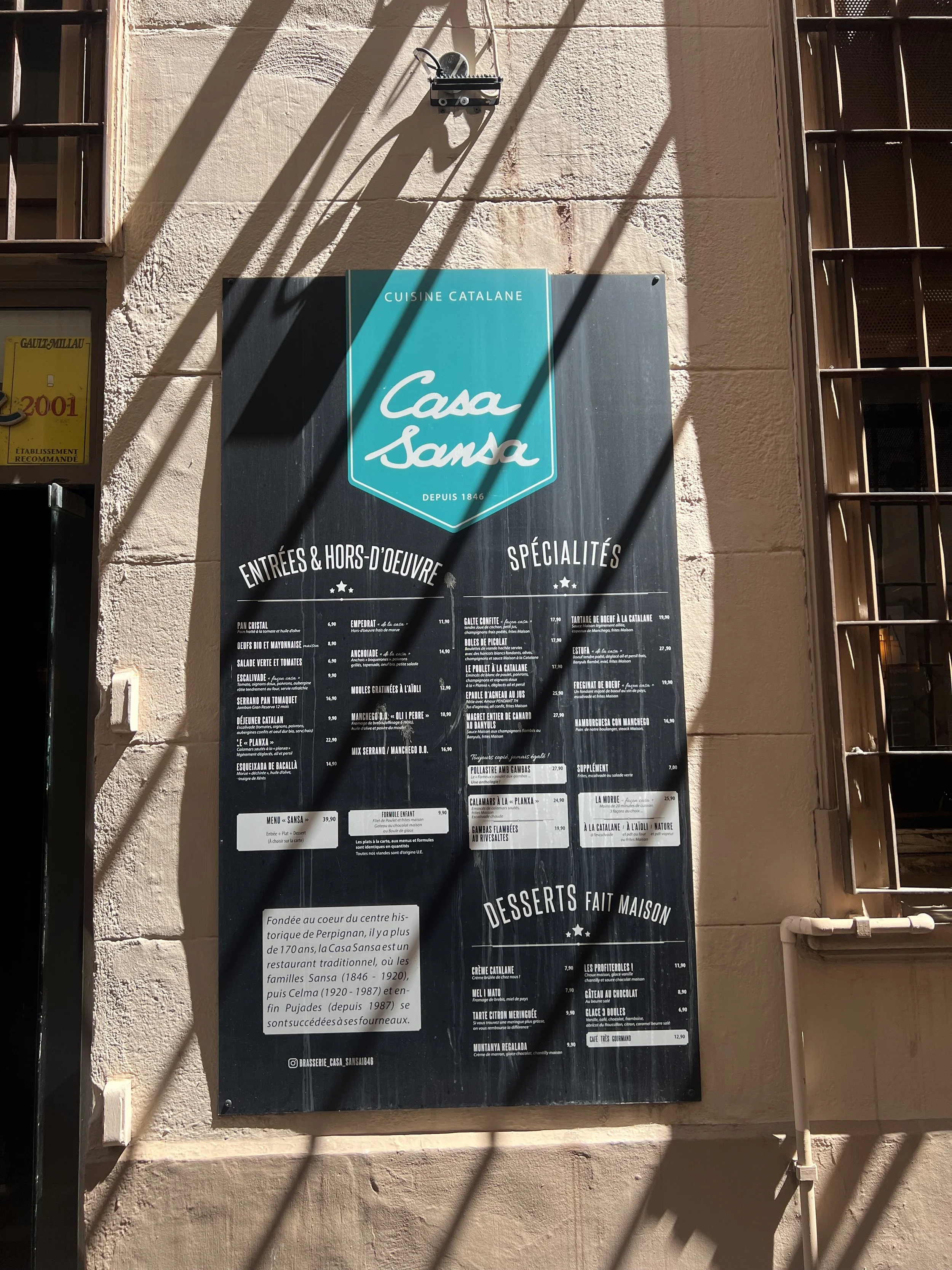 Casa Sansa Perpignan Restaurant Menu.JPG